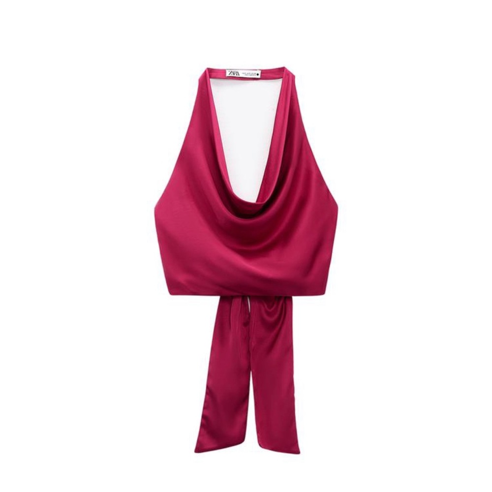 NWT Zara Fuchsia Pink Halter Top XL